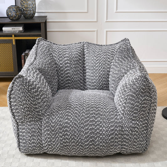 Grey Chenille Foam-Filled Lazy Sofa Chair for Living Room